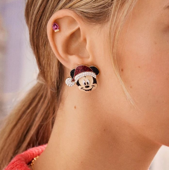 NEW Baublebar x Disney Santa Mickey Mouse Christmas Post Earrings NIB - Picture 3 of 5